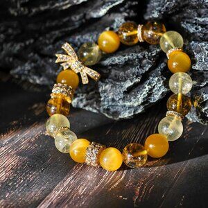 Artisan Original Design "Earth Element" Citrine & Tiger's Eye Healing Bracelet